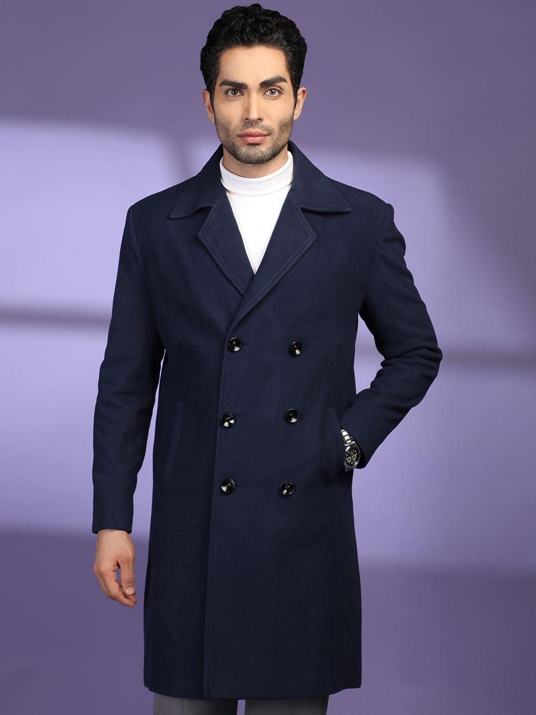 Buy Mast & Harbour Double-Breasted Notched Lapel Collar Overcoat