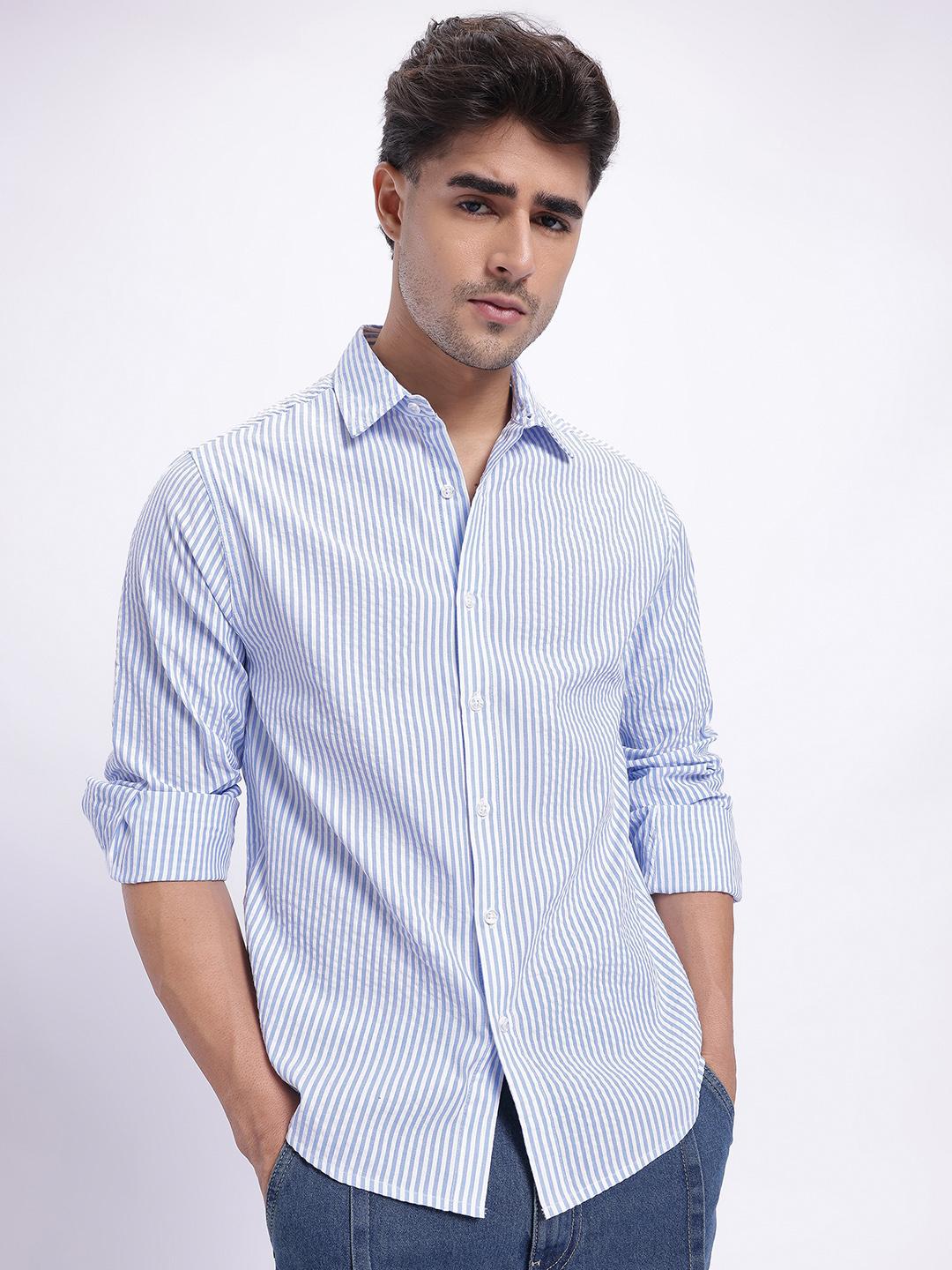 glitchez Men Striped Regular Fit Casual Shirt - Image 1
