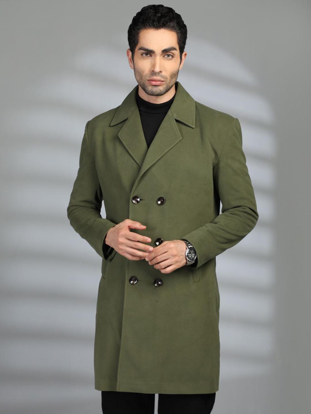 Buy Mast & Harbour Men Double-Breasted Notched Lapel Collar Long