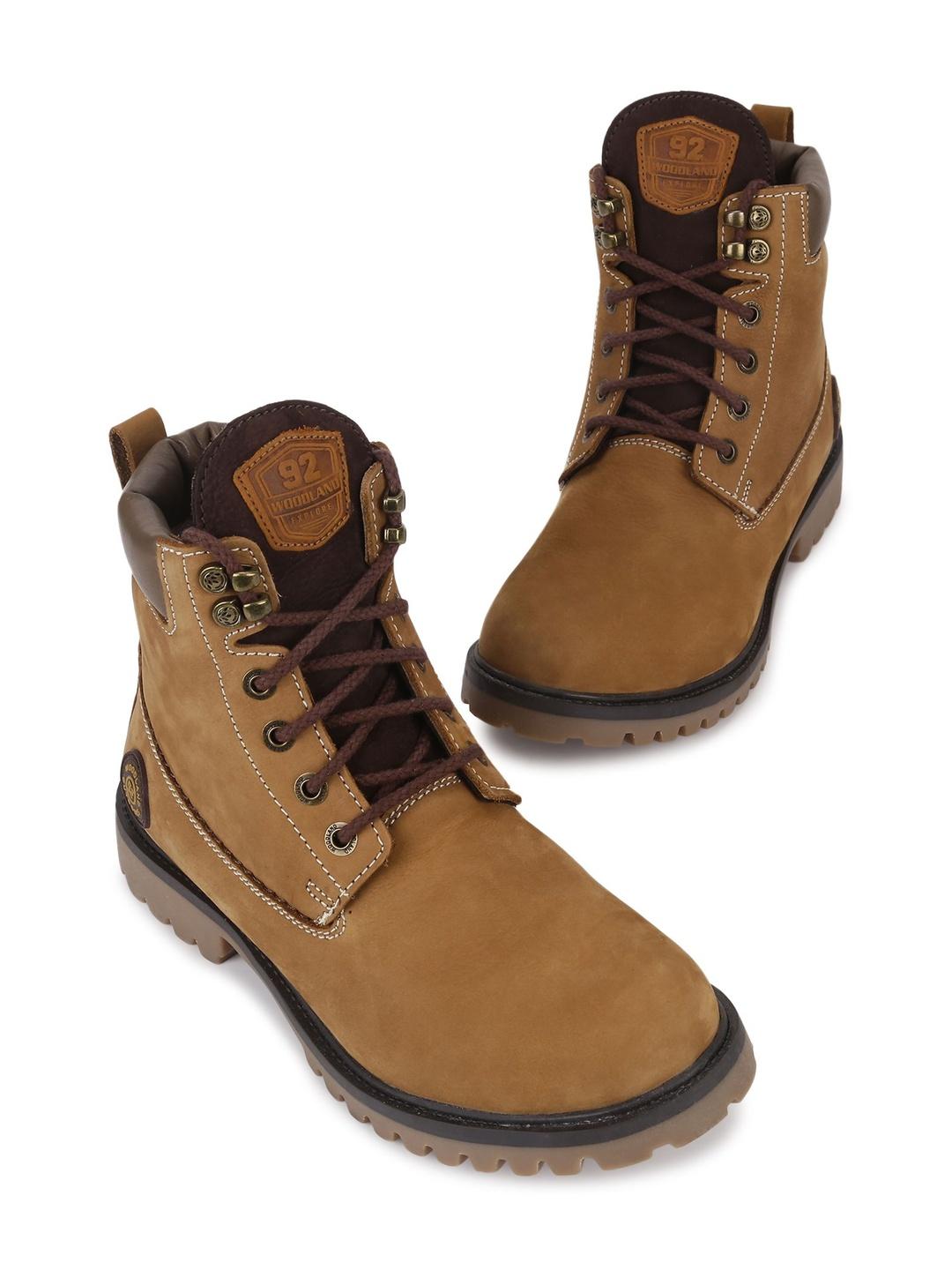 Woodland Men Round Toe Lace-Ups Mid-Top Regular Boots
