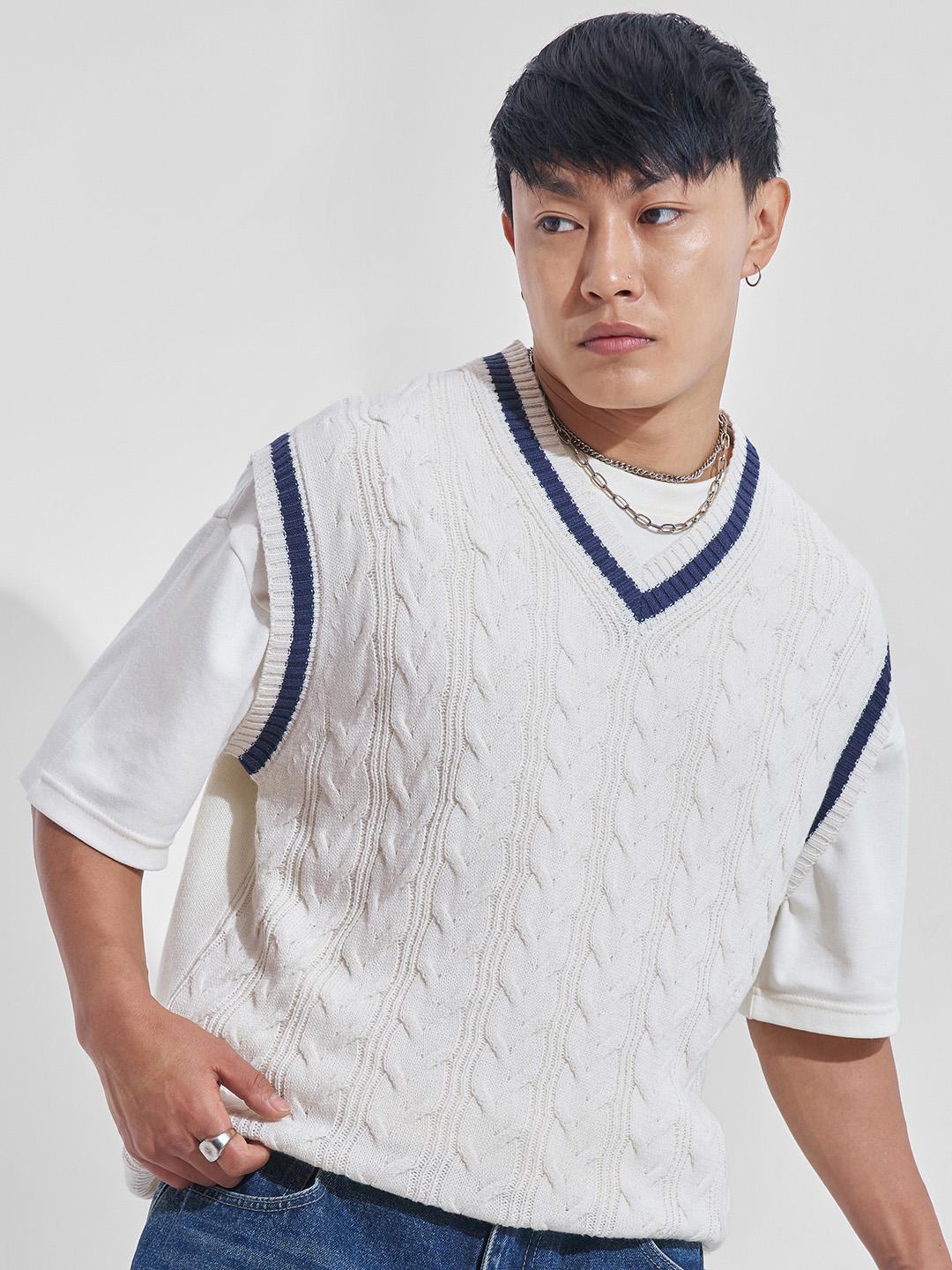 Buy HIGHLANDER V-Neck Acrylic Cable Knit Sweater Vest - Sweaters