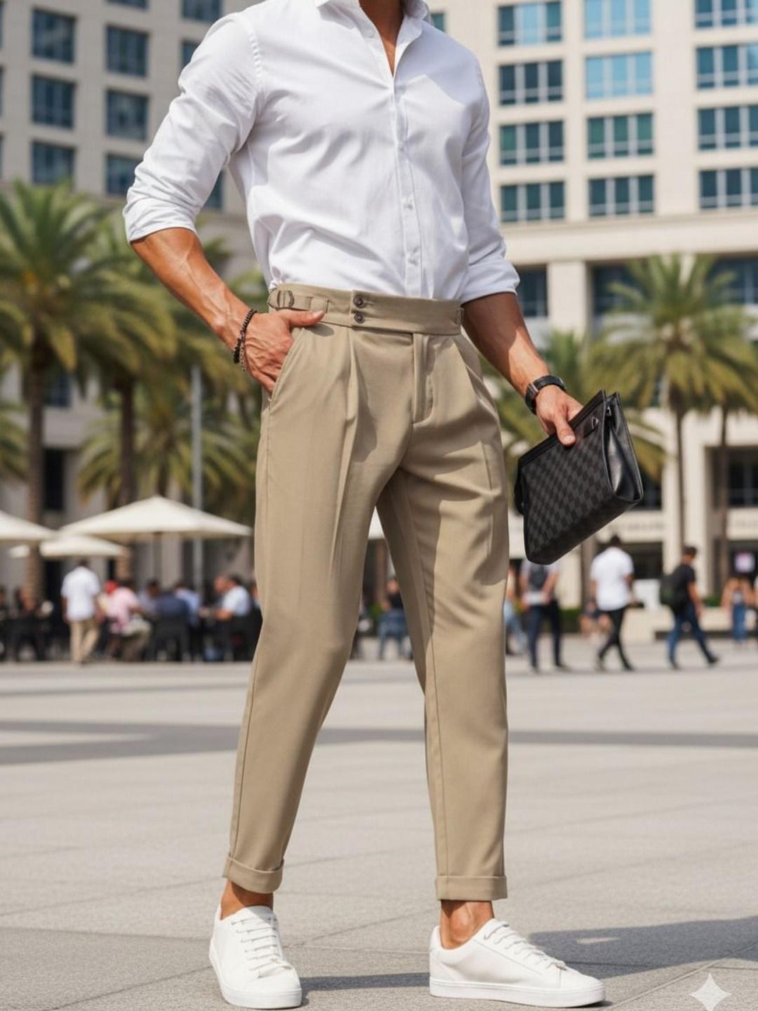 Buy COVZ Men Pemium Easy Wash Pleated Gurkha Trousers - Trousers