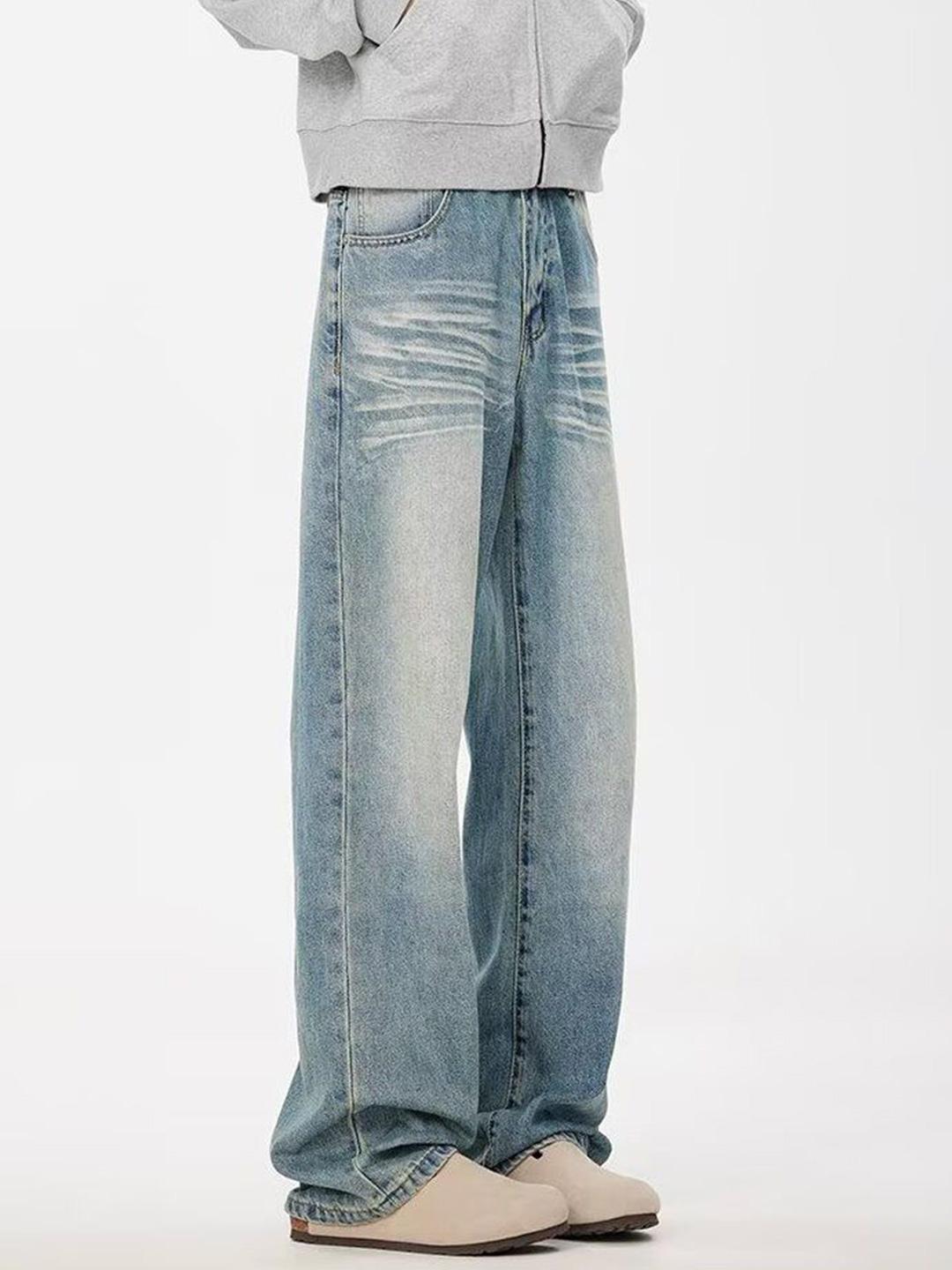 StyleCast Men Wide Leg Mid-Rise Heavy Fade Jeans