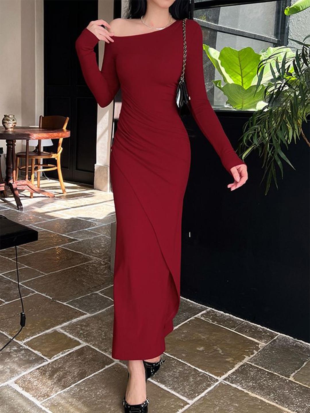 Buy LULU & SKY Women One Shoulder Long Sleeves Bodycon Maxi Dress - Dresses for Women 37465031 | Myntra Buy LULU & SKY Women One Shoulder Long Sleeves Bodycon Maxi Dress - Dresses for Women 37465031 | Myntra