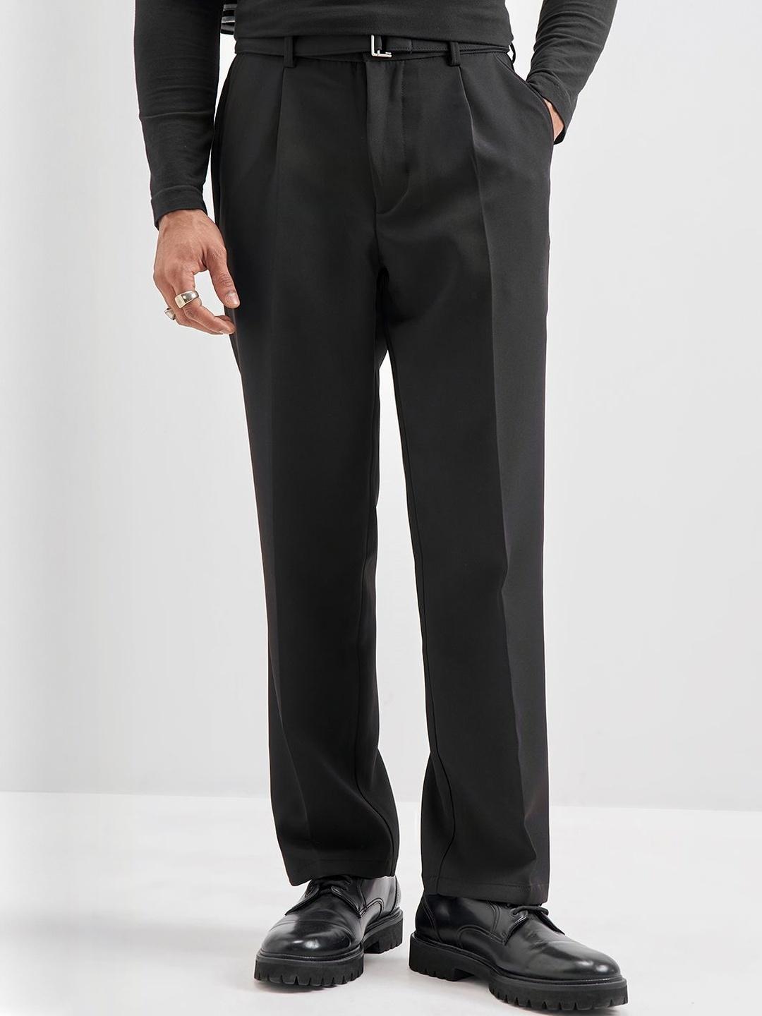 HIGHLANDER Men Relaxed Fit Mid-Rise Formal Trousers - Image 1
