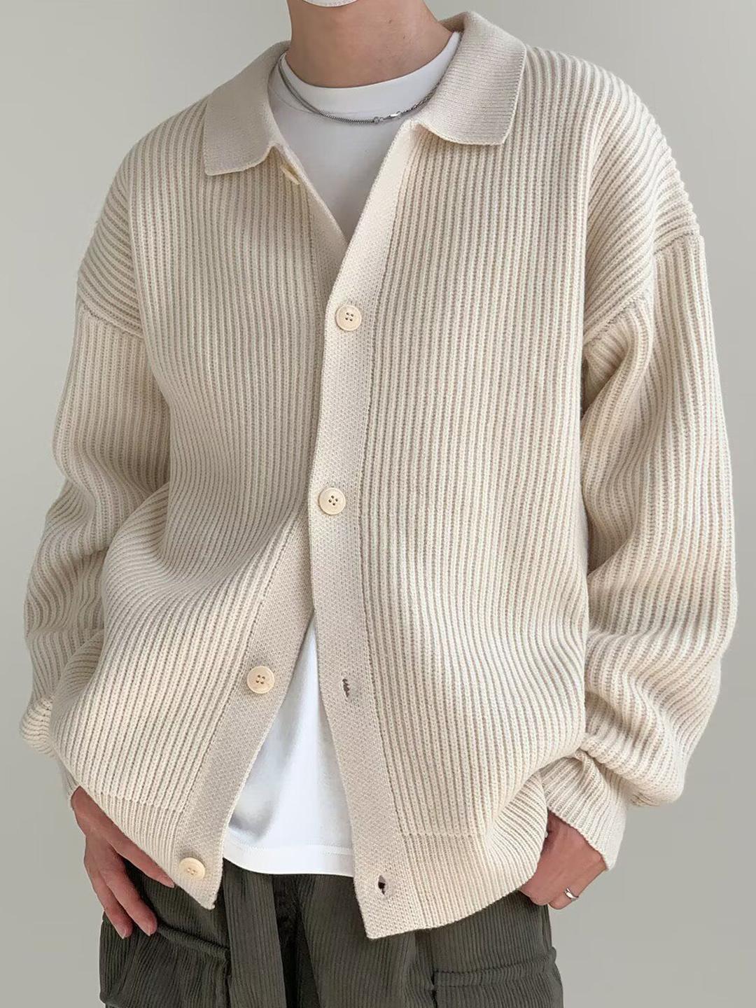 StyleCast Men Ribbed Shirt Collar Cardigan - Image 1