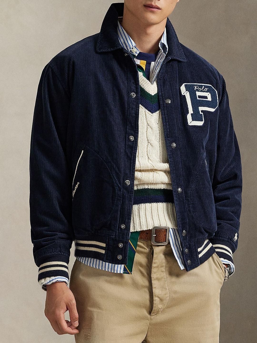 Buy Polo Ralph Lauren Men Spread Collar Typography Printed Bomber