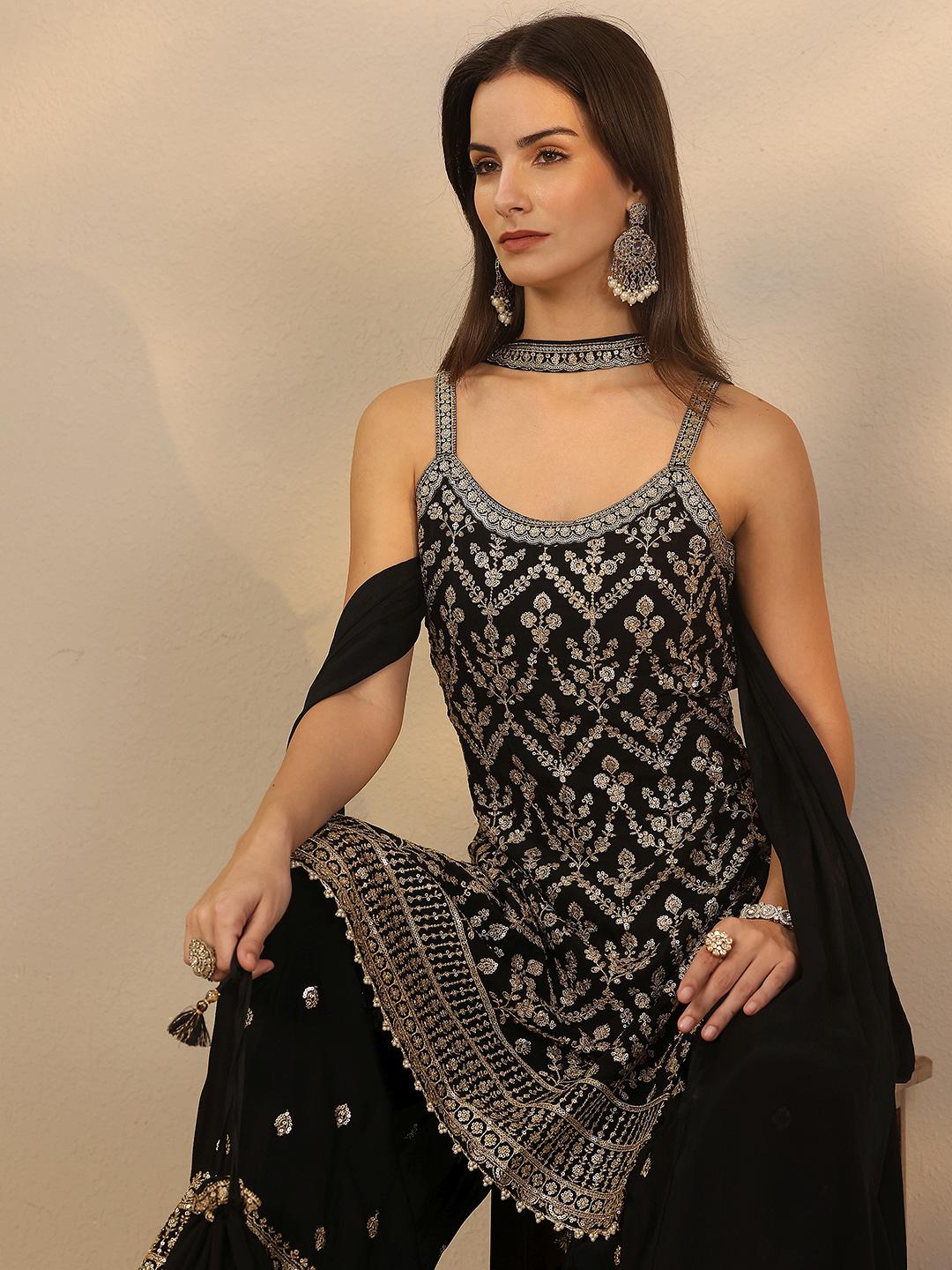 Libas Art Women Embroidered Kurta with Sharara & Dupatta - Image 1