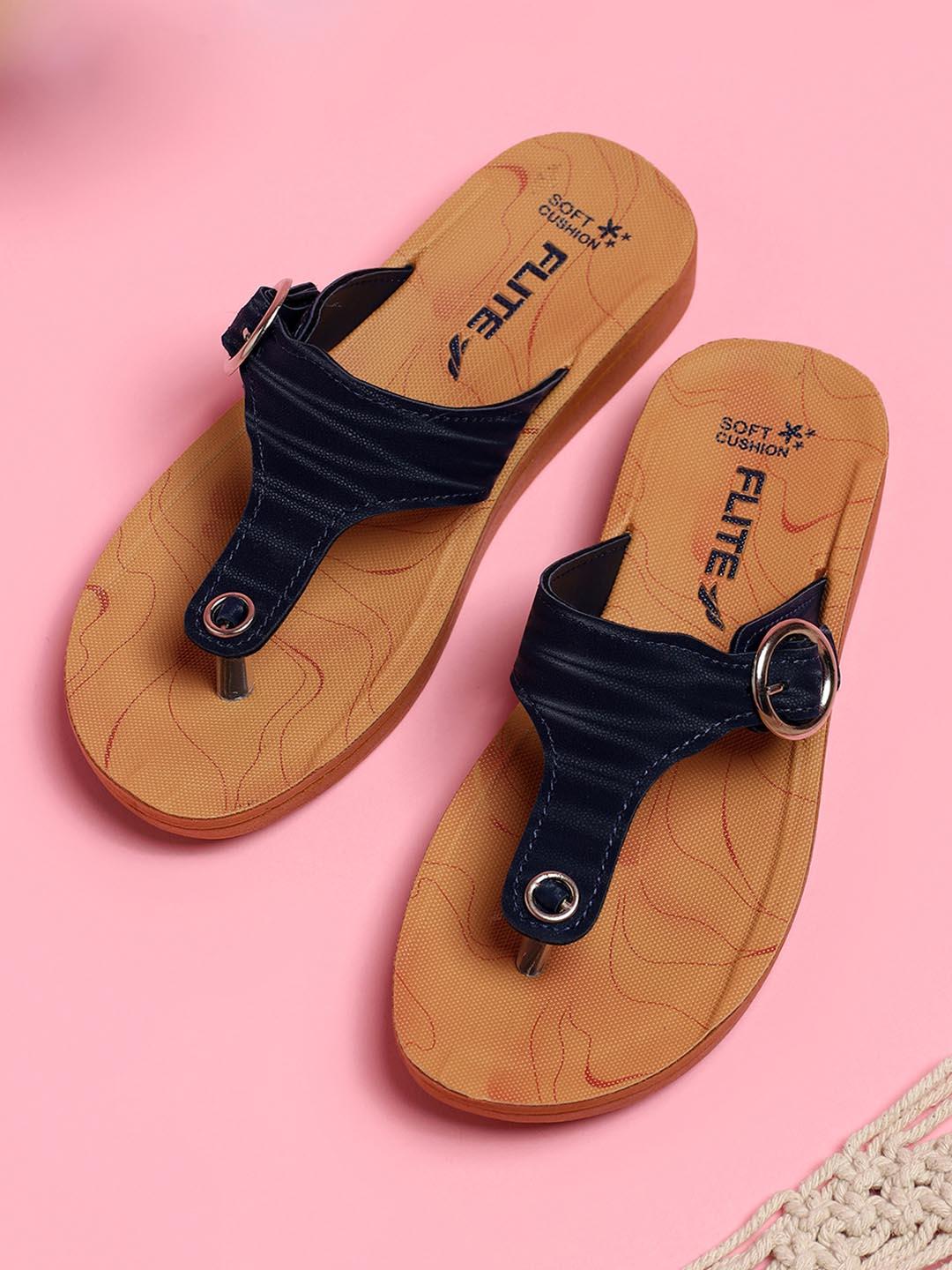 Buy FLITE Pul 61 Women Textured Rubber T-Strap Flip Flops Flip