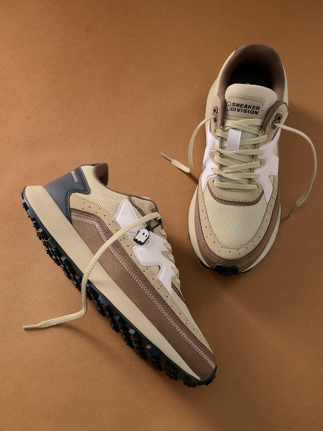 The Souled Store Men Colourblocked Suede Printed Sneakers