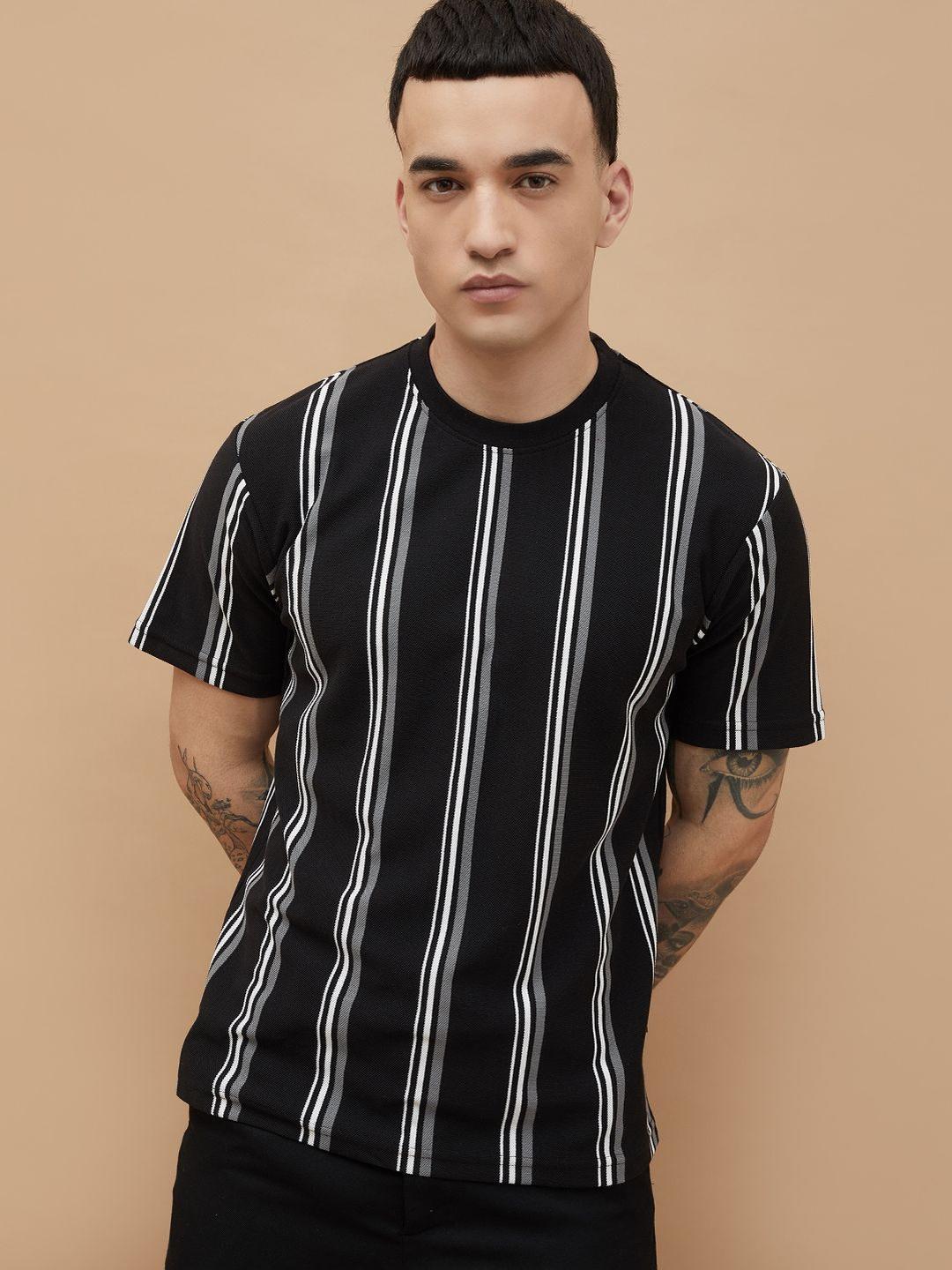 Buy Fame Forever by Lifestyle Striped Round Neck Cotton Relaxed