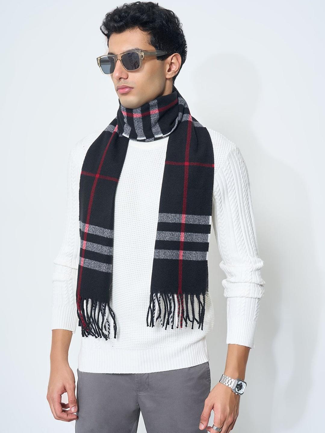 Buy BYFORD by Pantaloons Men Striped Acrylic Mufflers With Tassel