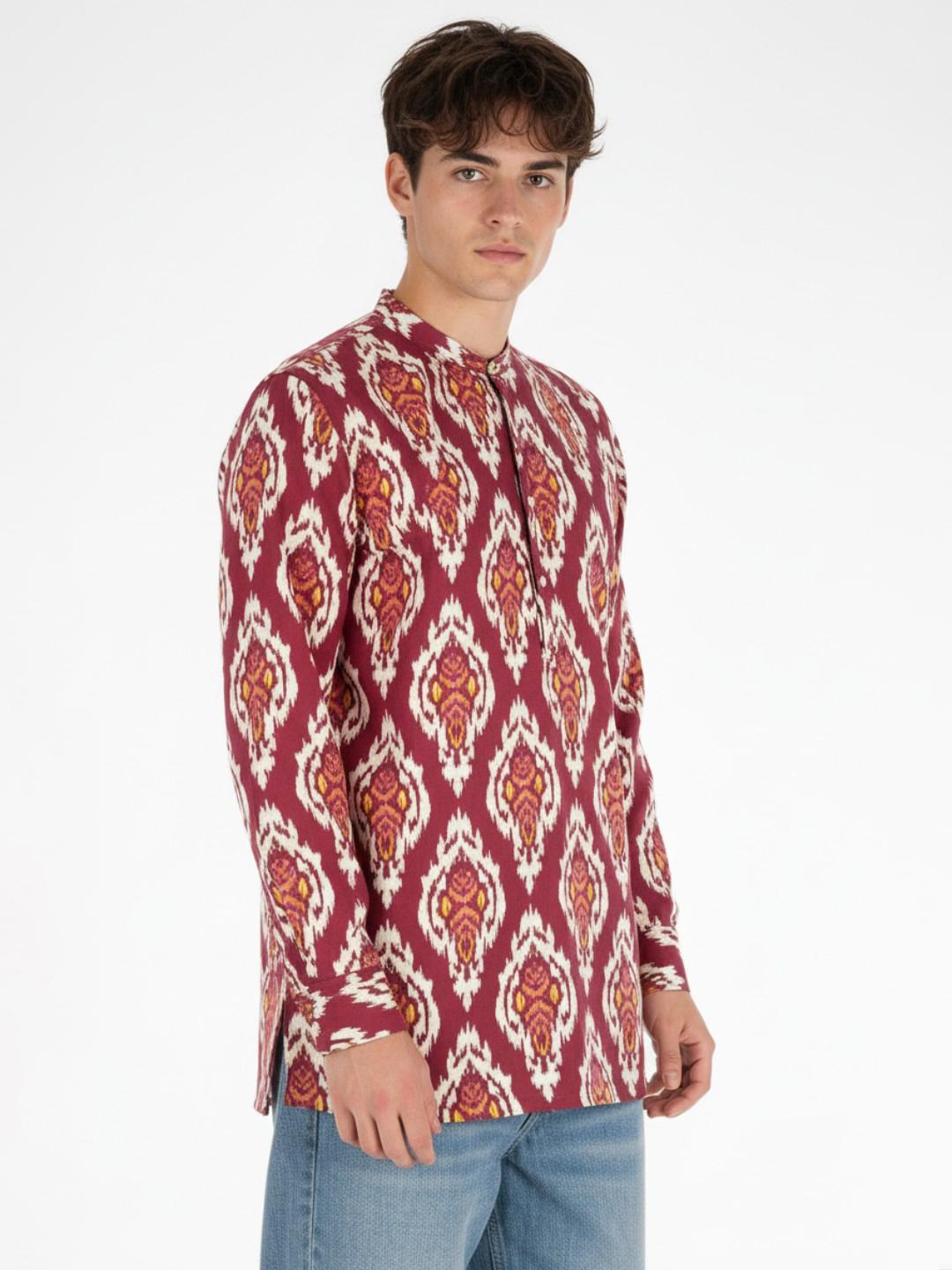 Anouk Rustic Ethnic Motifs Printed Band Collar Kurta