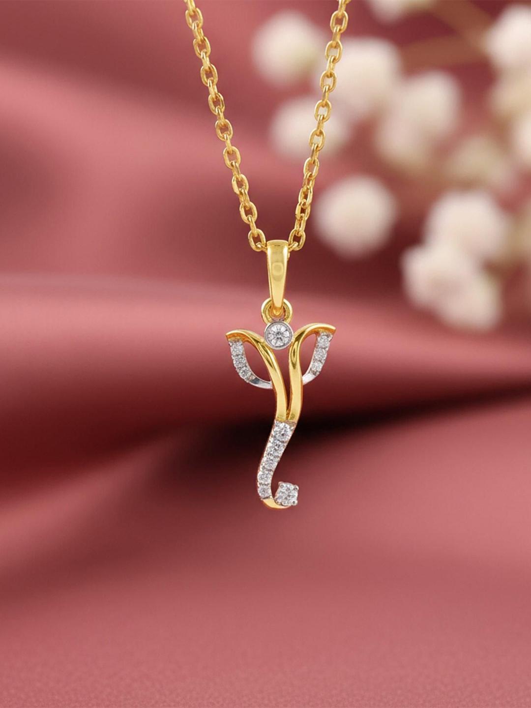 GIVA 14Kt Gold Pendant with 0.12 Carat Lab Grown Diamond