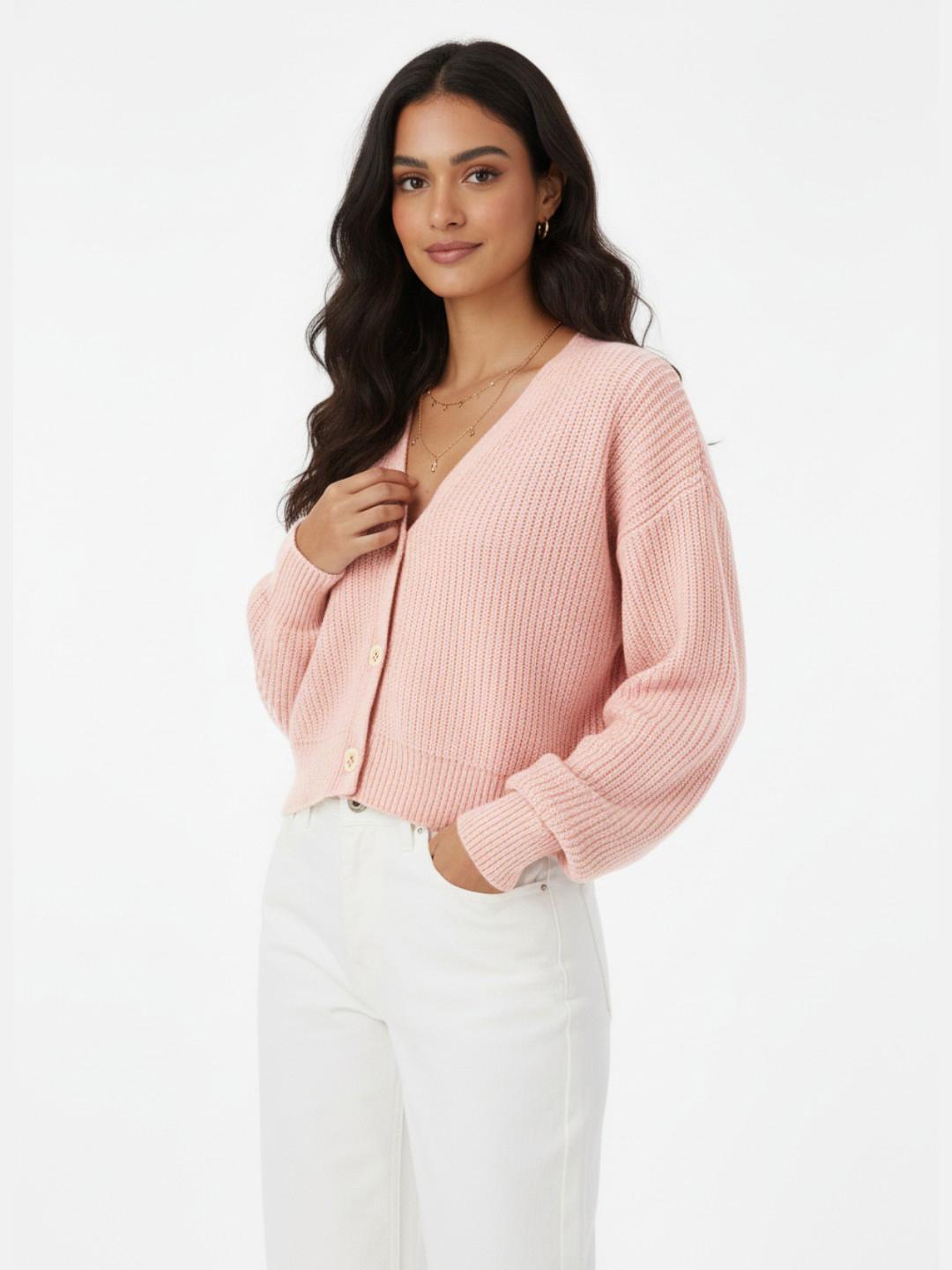 Buy glitchez Ribbed Drop-Shoulder Cardigan - Sweaters for Women