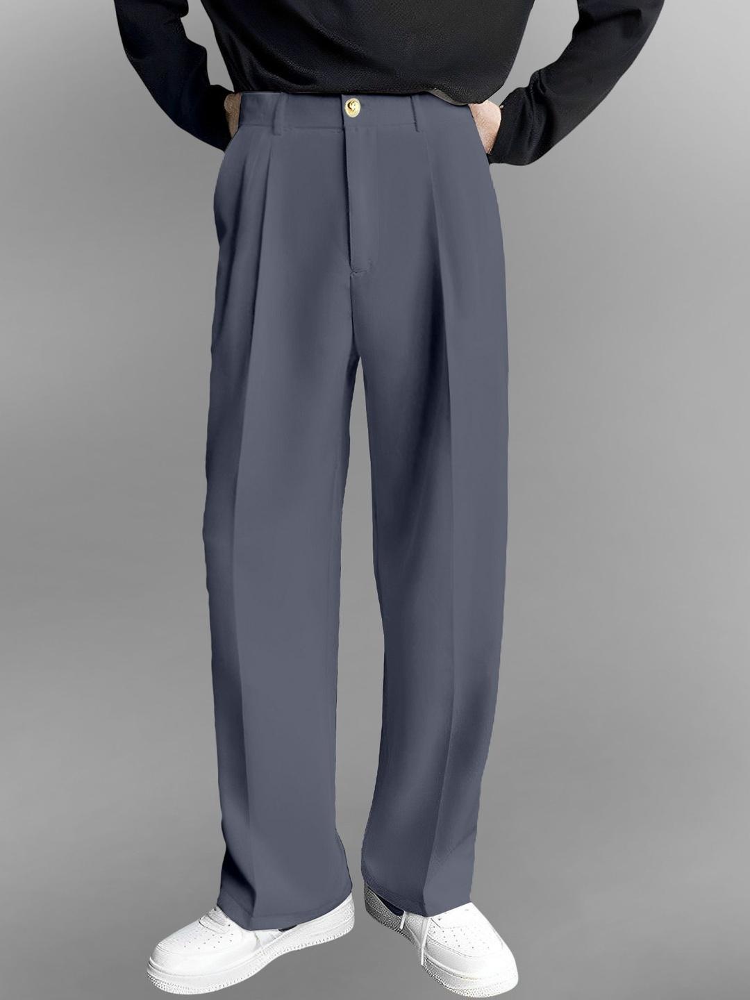 FTX Men Loose Fit Mid-Rise Pleated Formal Trousers - Image 1