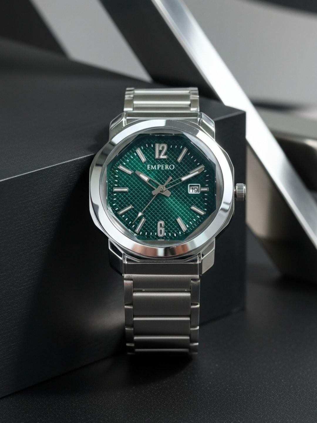 EMPERO Men Brass Dial Olive Green Watch EAB223 - Image 1