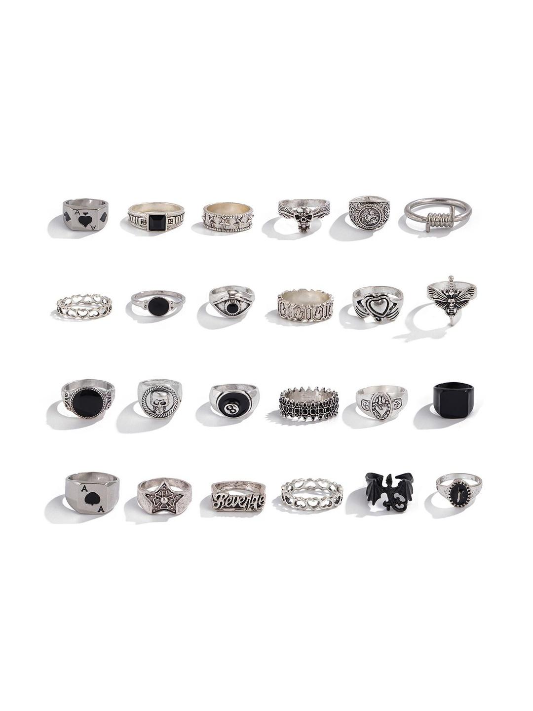 StyleCast x Revolte Men 24 Silver-Plated Stone-Studded Pack of 24 - Image 1