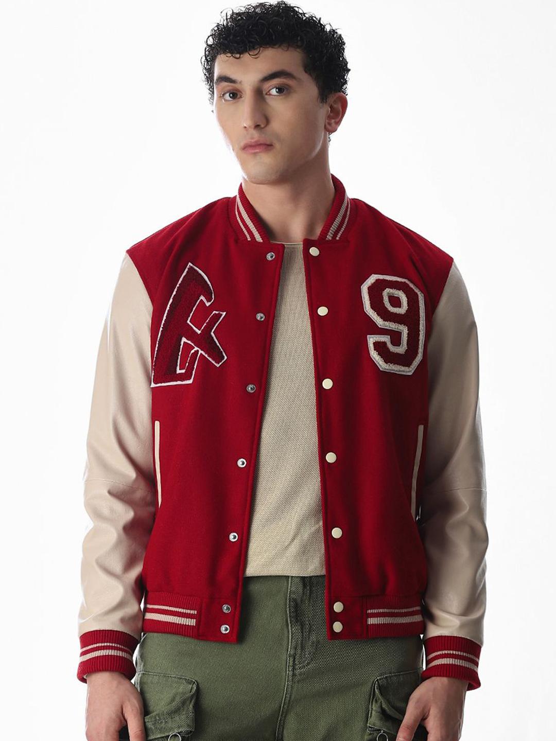 Jack & Jones Geometric Mandarin Collar Long Sleeves Open Front Jacket