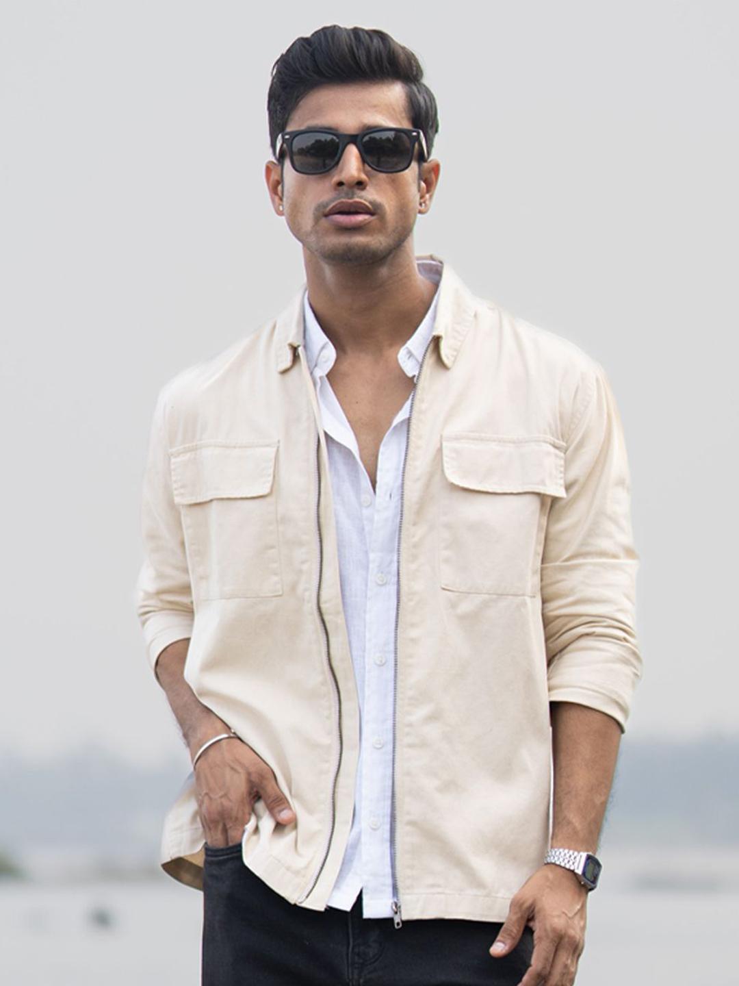 Powerlook SS25 Beige Men's Overshirt - Image 1
