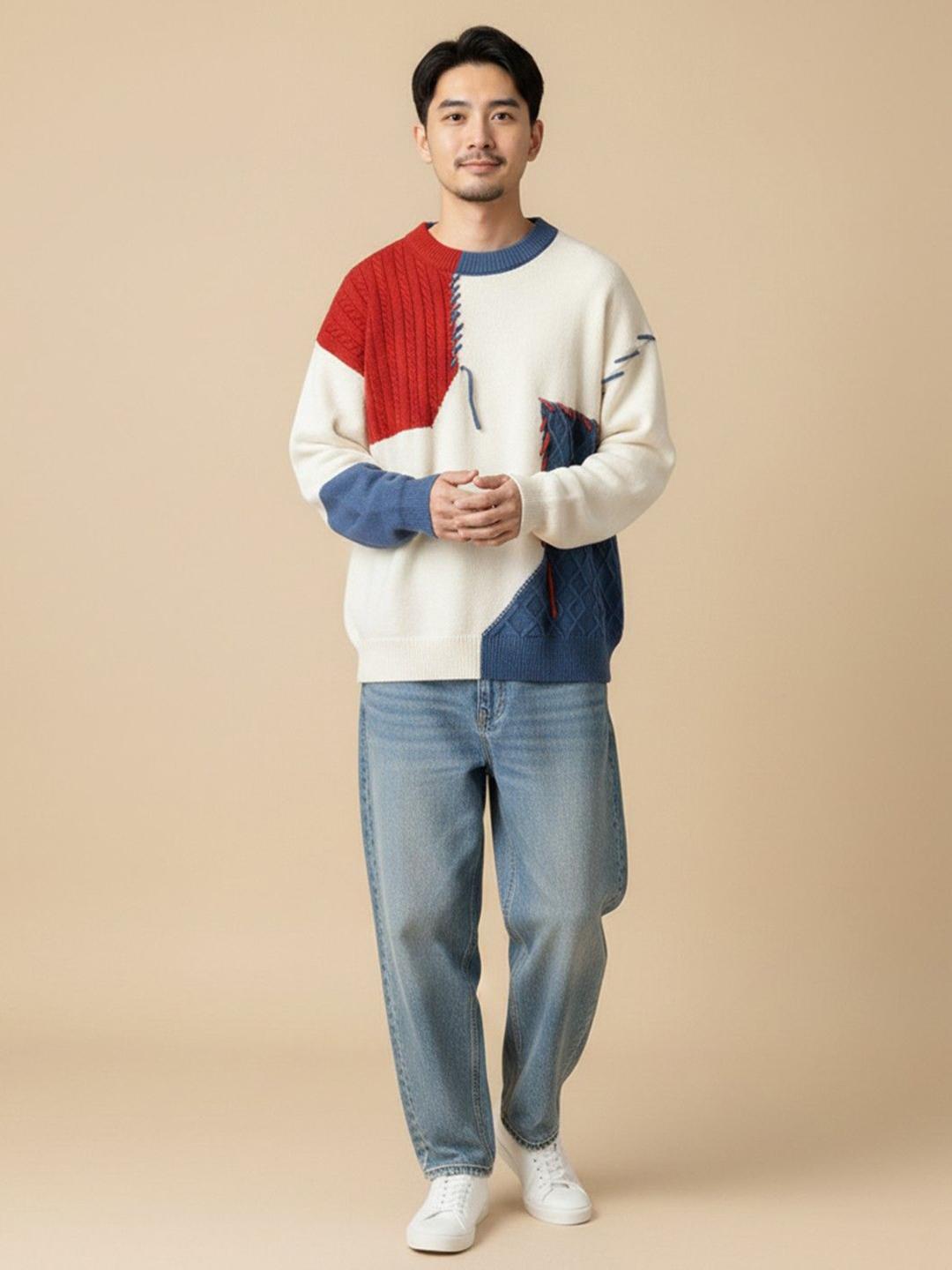 Mast & Harbour Men Colourblocked Pullover - Image 1