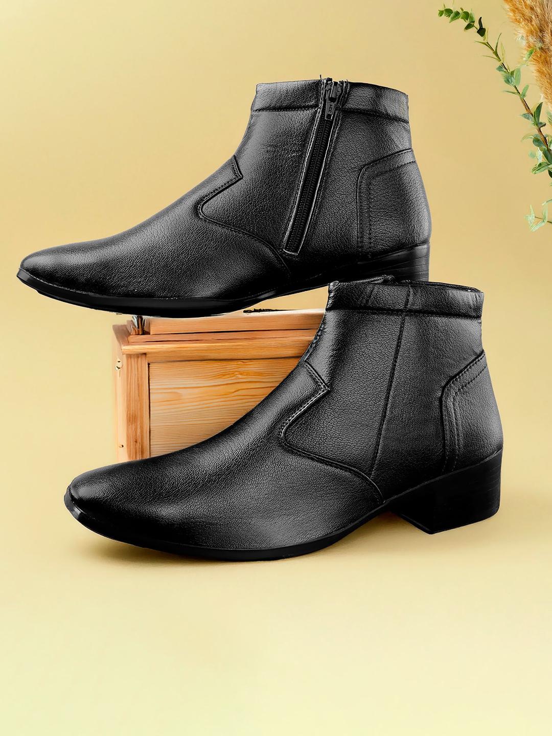 Buy Bxxy Men Square-Toe Casual Block Heel Formal Slip On Zipper