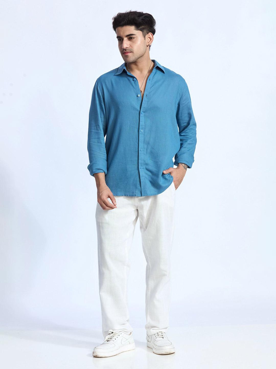 LE Wide×Standard Regular Collar Shirt Buy XKIND Men Solid Spread Collar Linen Casual Shirt - Shirts for