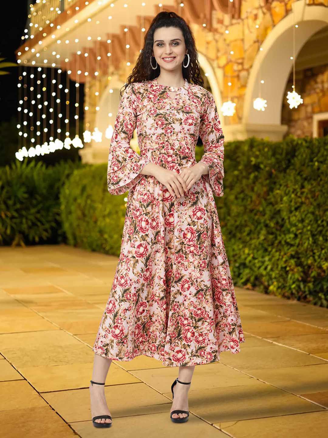 Buy CORSICA Women Floral Printed Fit & Flare Midi Dress - Dresses