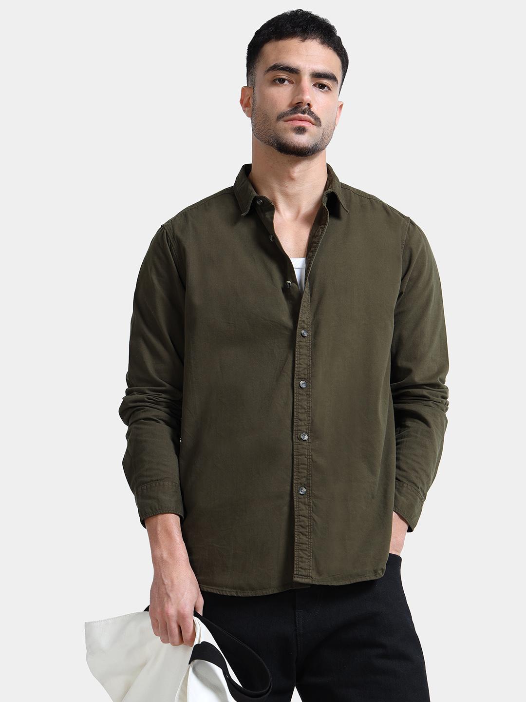 StitchX Men Full Sleeve Core Essentials Twill Over-Dyed Shirt