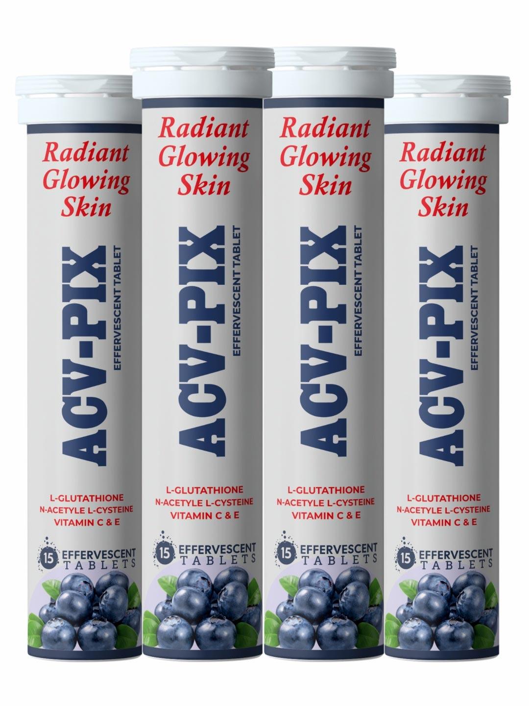 Buy ACV-PIX Unisex Set Of 4 L-Glutathione Effervescent Tablets - 15 Effervescent Tablets Each - Skin Supplements for Unisex 36092146