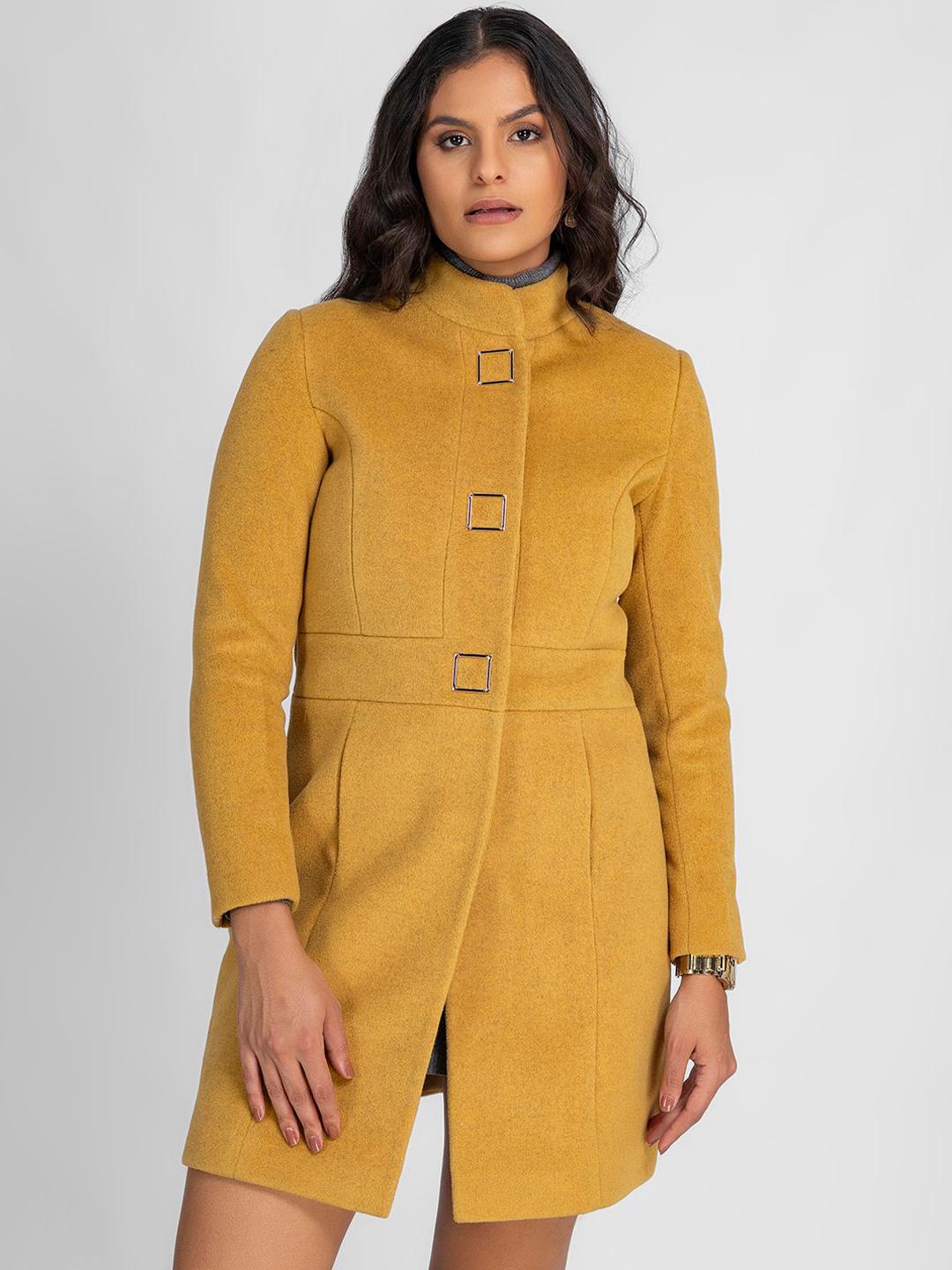 louren stand collar tweed coat tweed half coat – louren store