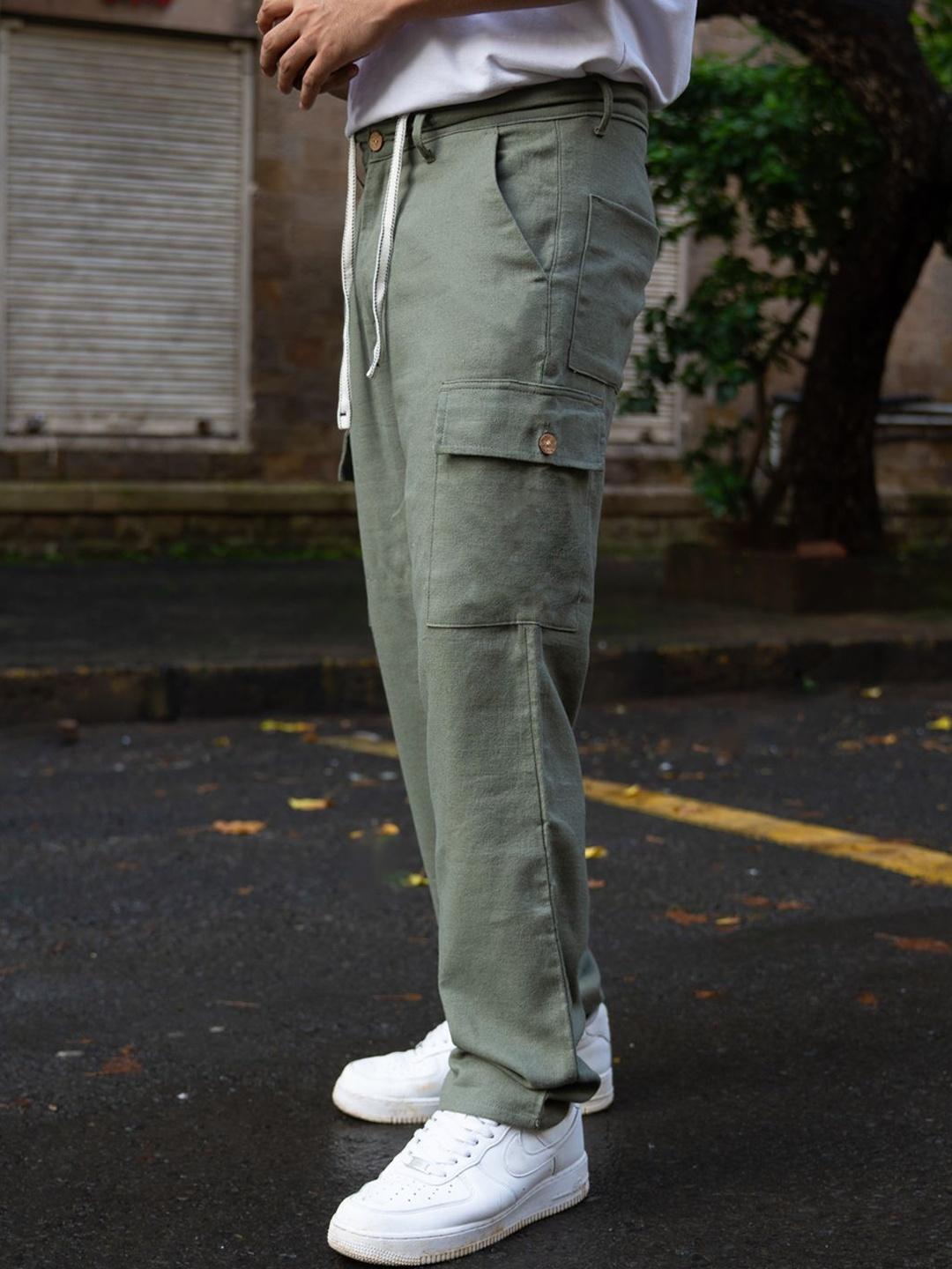 Powerlook Men Structured Regular Fit Mid-Rise Cargo Trousers - Image 1