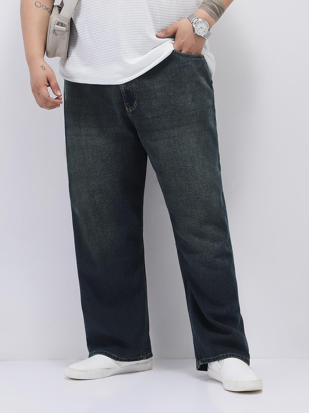 Urbano Plus Men Carbon Blue Loose Baggy Jeans - Image 1