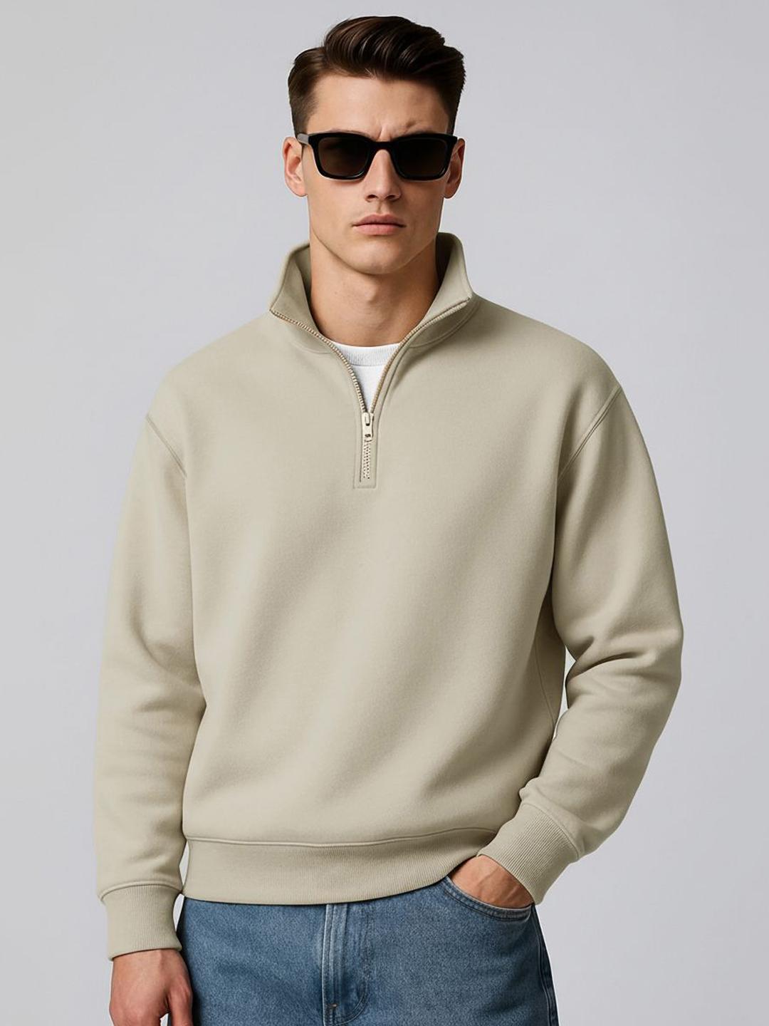 Buy Maniac Men High Neck Half Zipper Pullover Sweatshirt