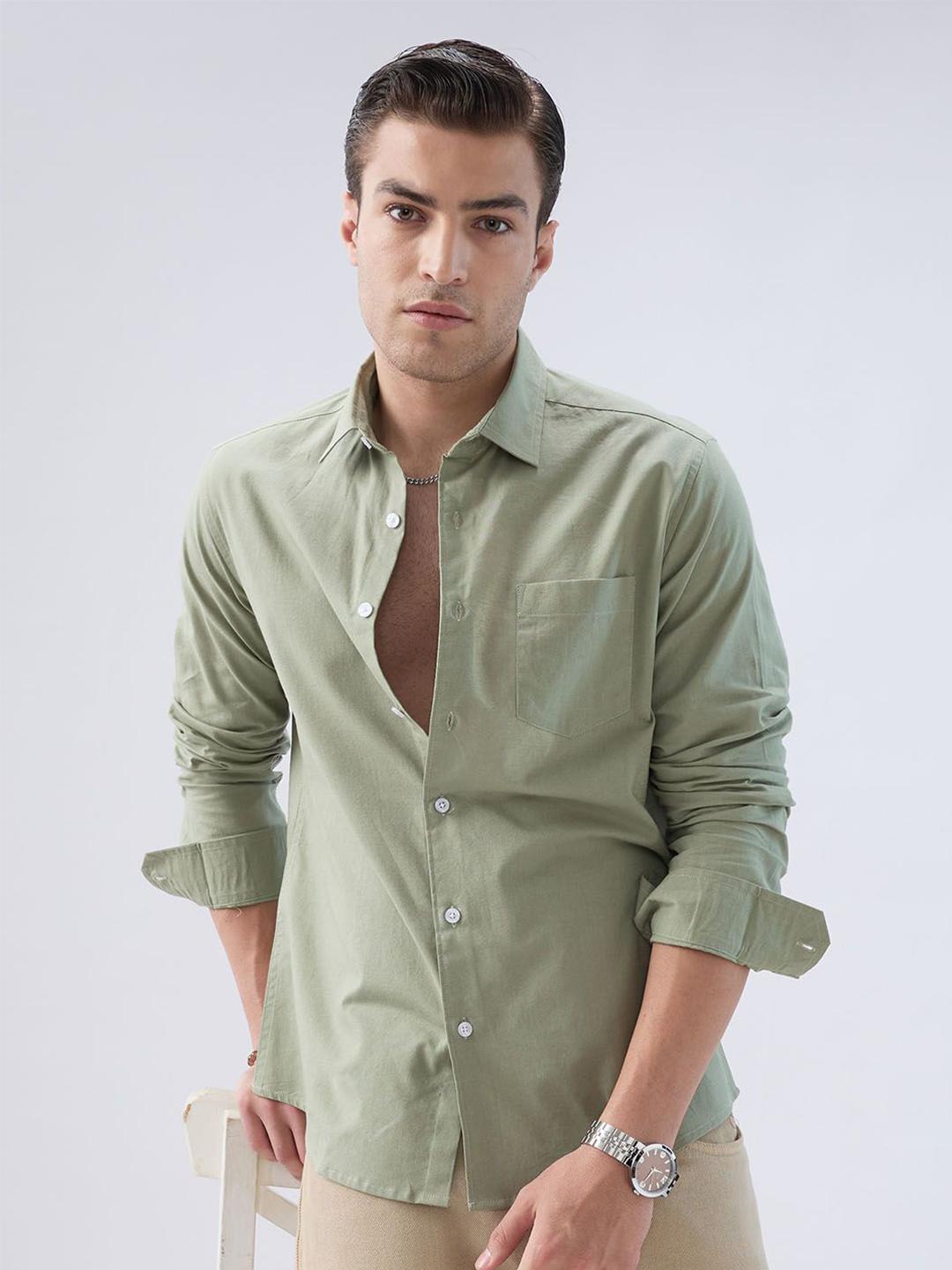 VASTRADO Misty Slub Cotton Long Sleeve Slim Fit Shirt - Image 1