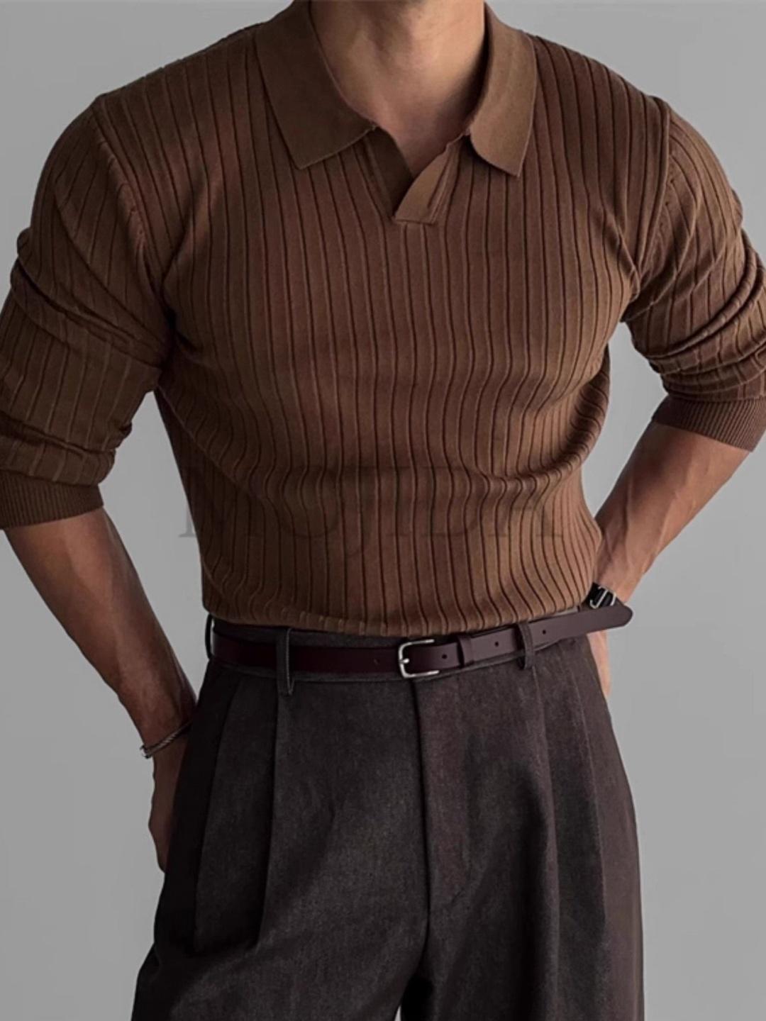 StyleCast Men Polo Collar Long Sleeves T-shirt - Image 1