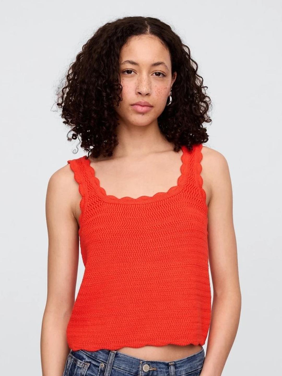 Buy GAP Women Pure Cotton Crochet Tank Crop Top - Tops for Women
