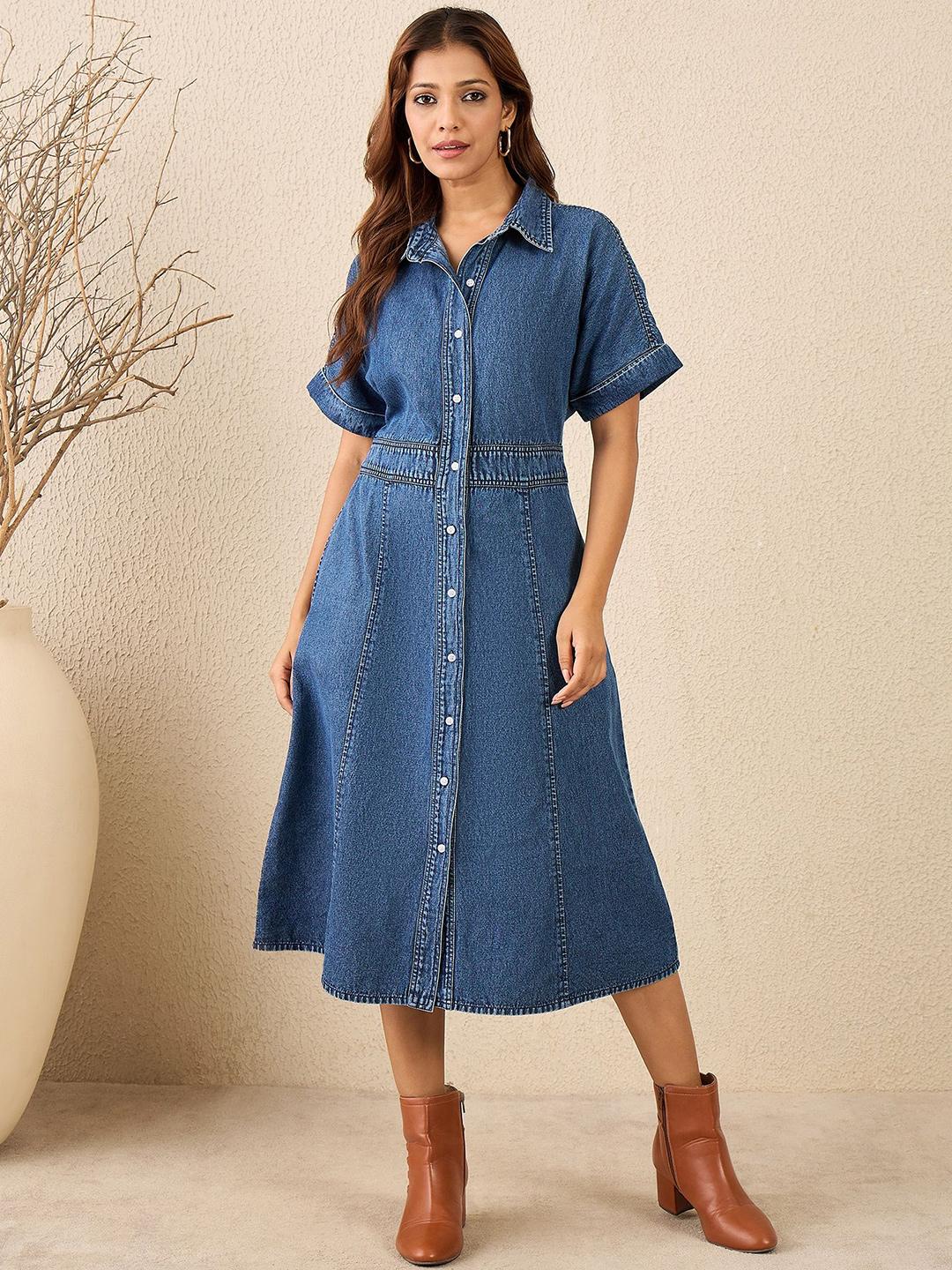 denim dress bump friendly The Kiley Mini Waist:W-38 sizecountw-2 Laura Denim Dress –