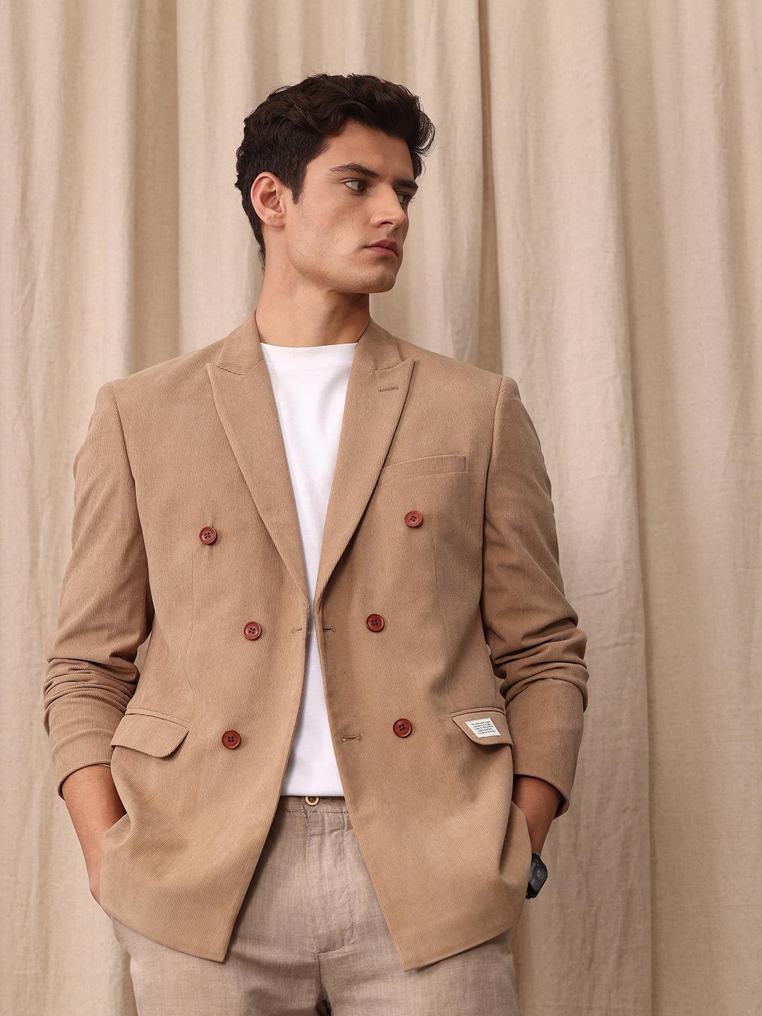 Buy Mr Bowerbird Corduroy Textured Tailored Fit Double