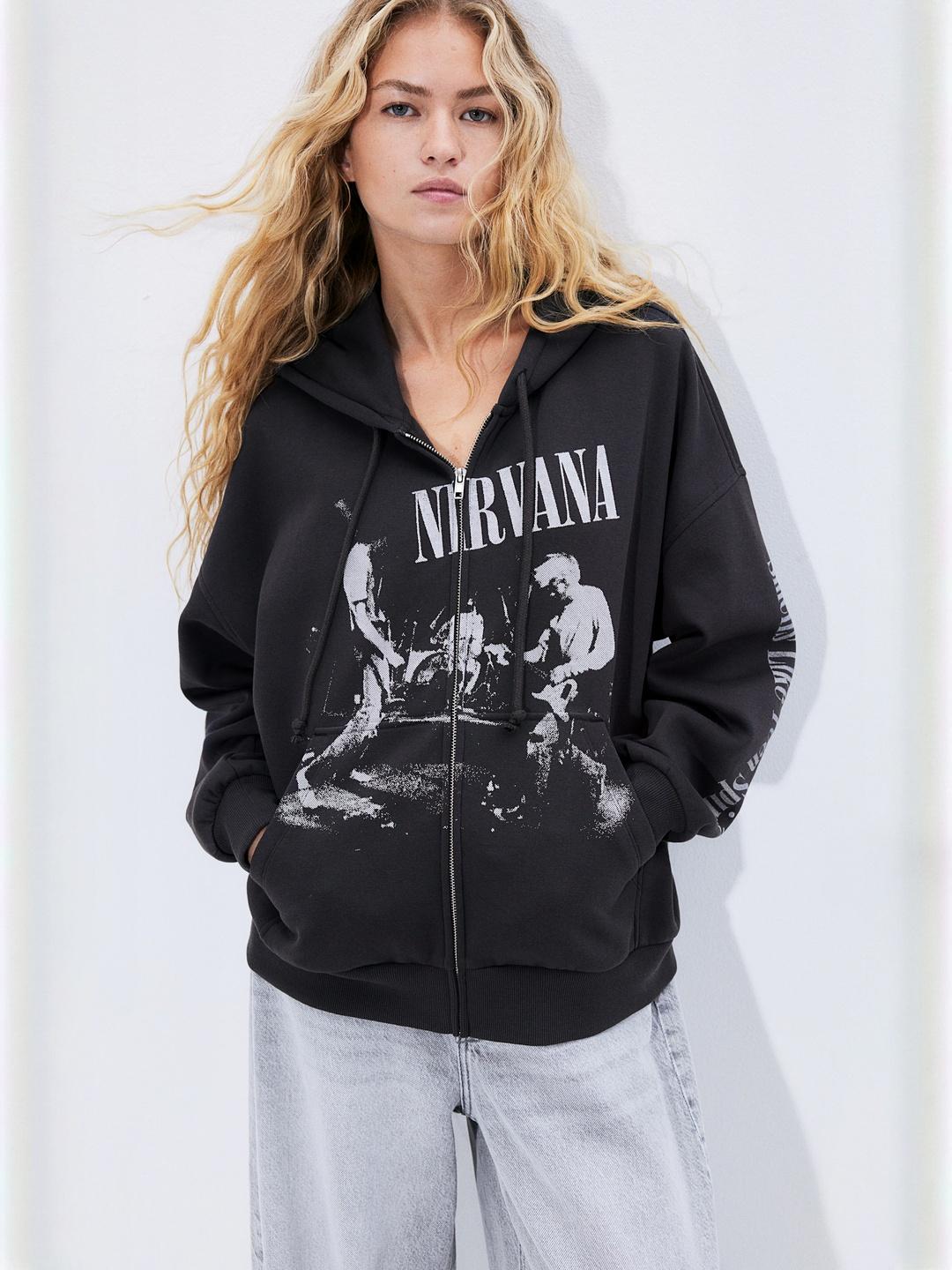 ミュージシャン NIRVANA FLEECE ZIP HOODIE S Vintage Nirvana Unisex