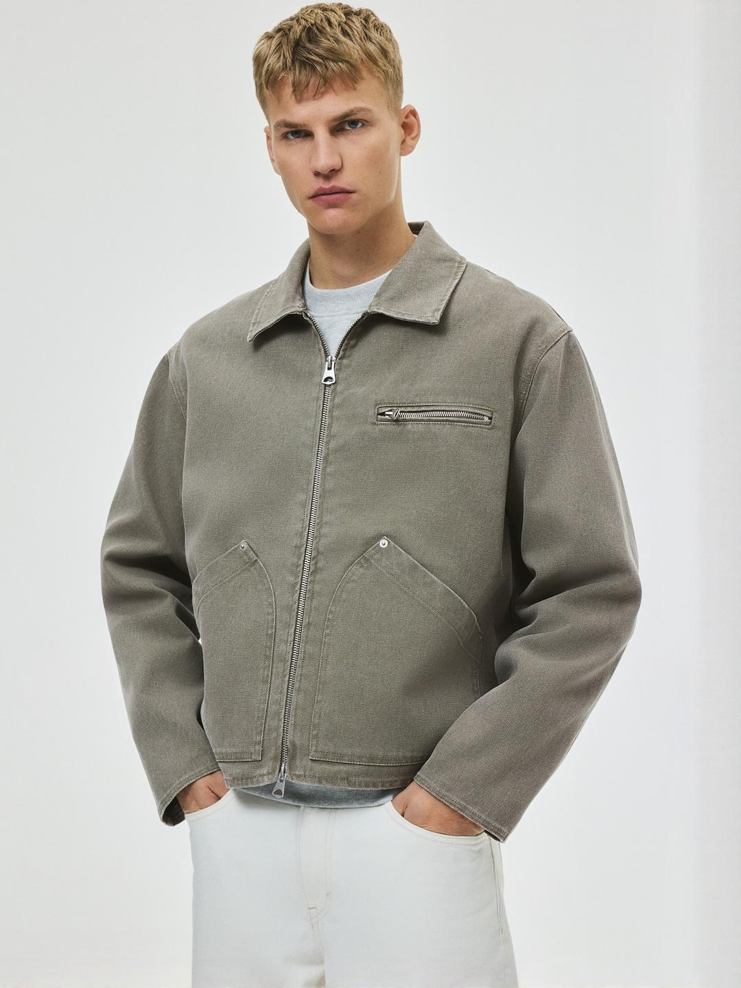 H&M Men Loose Fit Canvas Utility Cotton Jacket