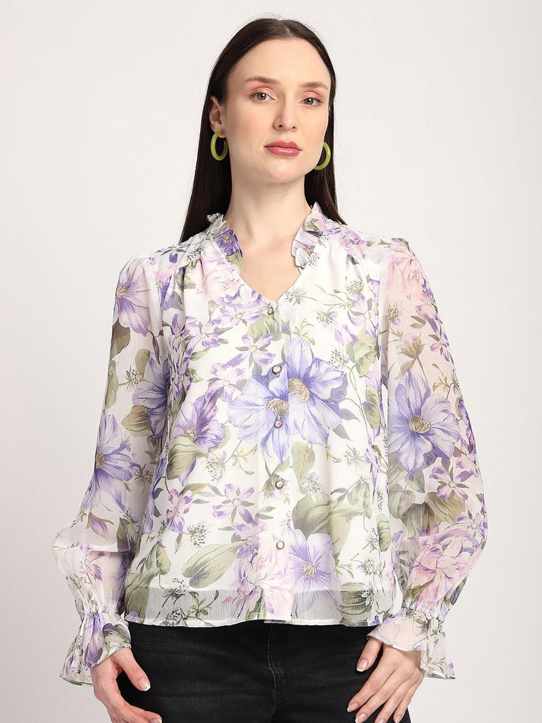 Buy R&B Women Floral Print Ruffles Top - Tops for Women 36877126