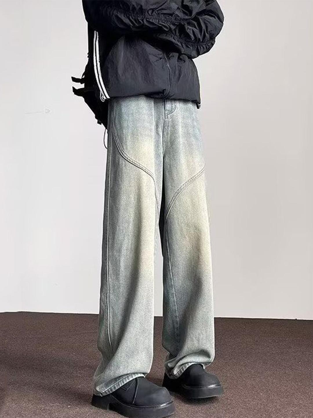 StyleCast x Revolte Men Wide Leg Mid-Rise Light Fade Jeans - Image 1