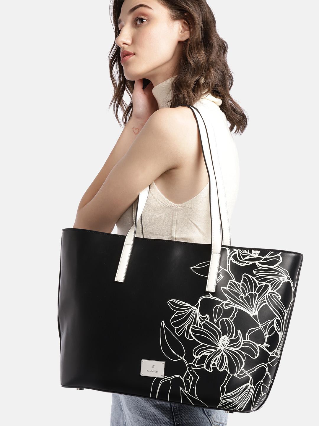 Buy Van Heusen Black & White Floral Print Shoulder Bag - Handbags