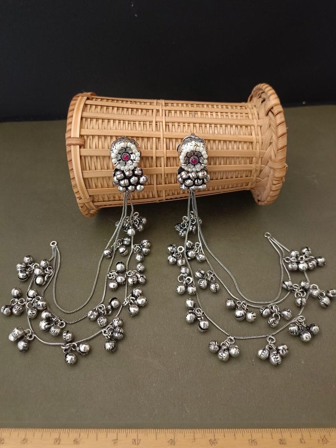 Buy Sanjog Silver Plated Pachi Kundan & Ghungaroo Studded Kashmiri