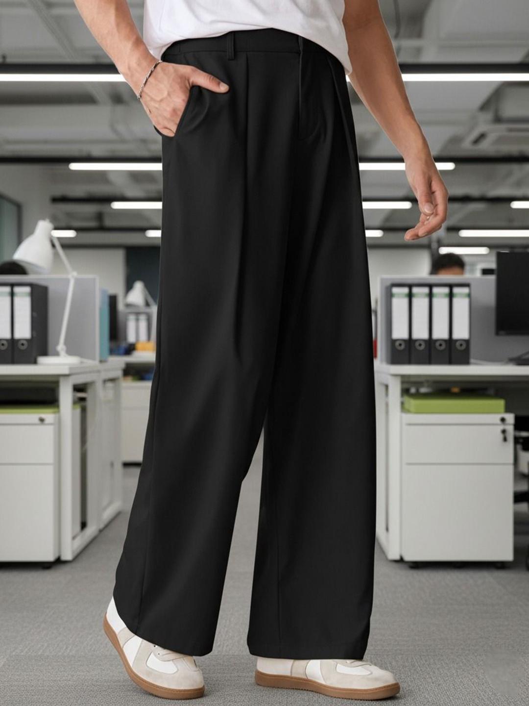 BROADSTAR Men Relaxed Straight Fit Mid-Rise Pleated Korean Pants - Image 1