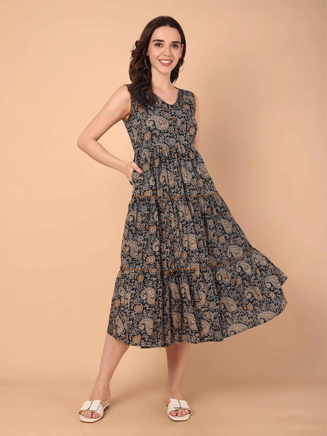 Buy Azira Paisley Print Fit & Flare Midi Dress - Dresses for Women