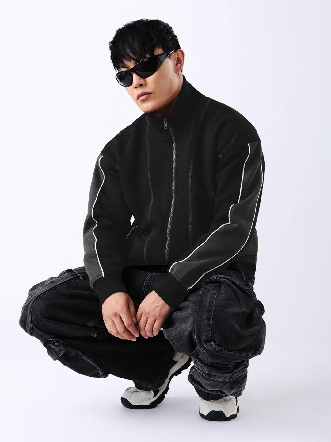 The Souled Store Matrix Darkline Men's Oversized Varsity Jacket - Image 1