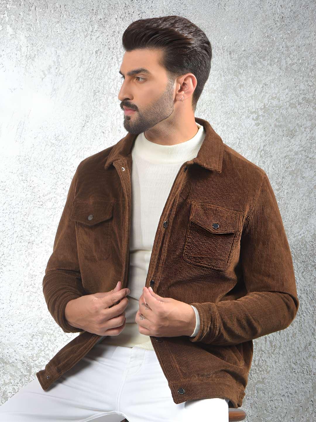Crimsoune Club Textured Spread Collar Cotton Shacket - Image 1