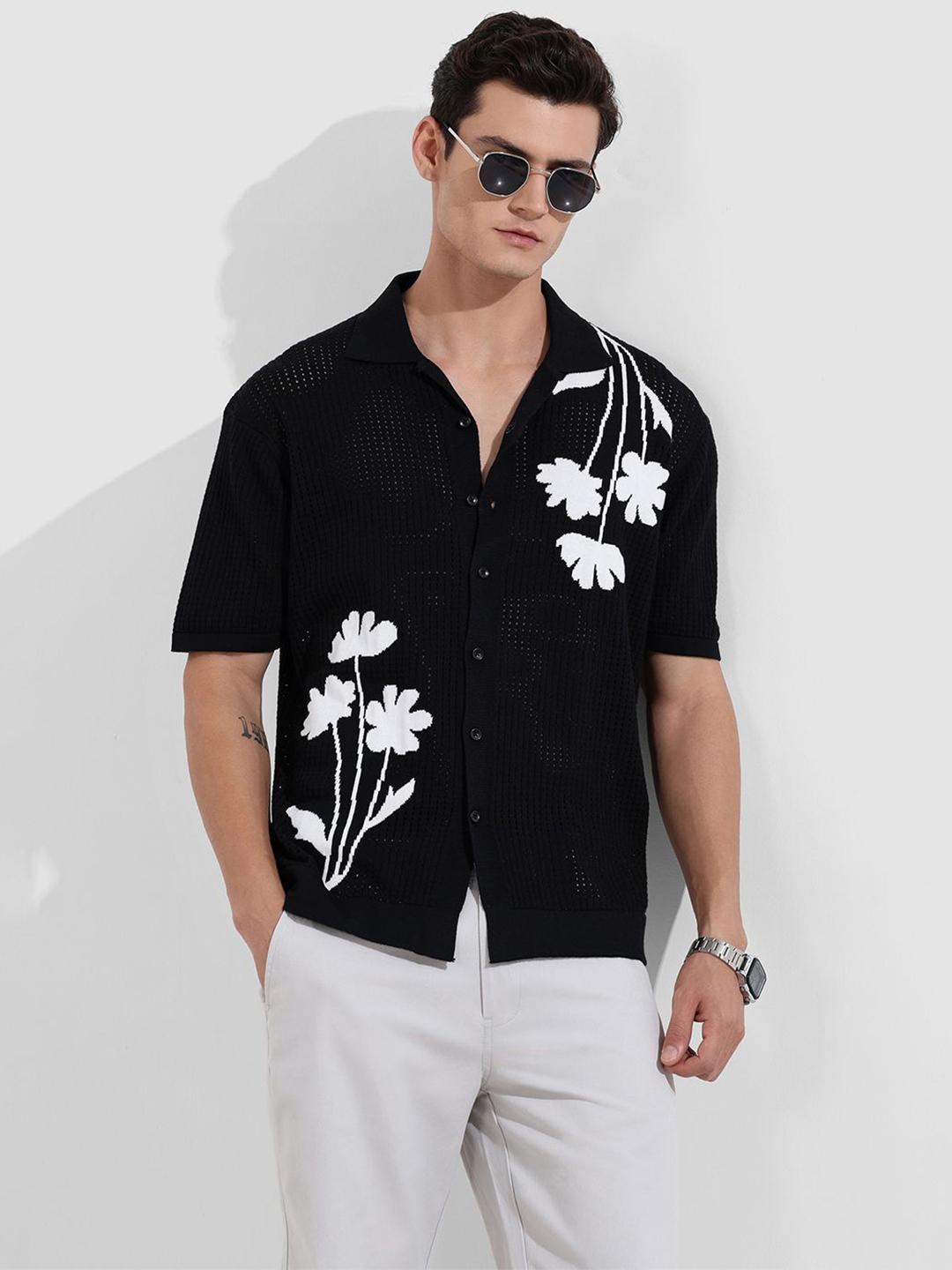 The Indian Garage Co Men Relaxed Fit Floral Printed Spread Collar Pure Cotton Casual Shirt - Image 1